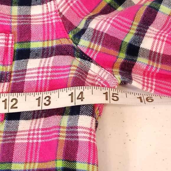 Abercrombie Kid Girl's M Pink Plaid Flannel Button Up Shirt Y2K - Picture 7 of 8
